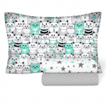 CATS DROP & ZIGZAG set / pillowcase 40x60 and sheets 60x120 / - image-1